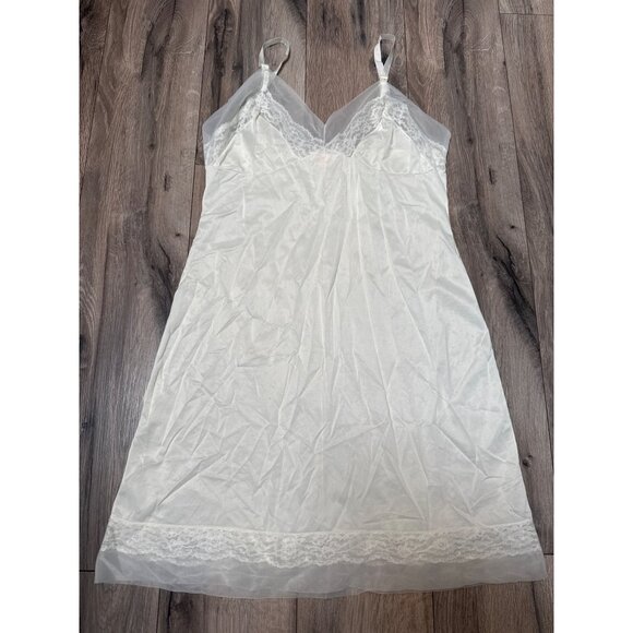 Vintage Lovers Model White Slip Dress Frosted Lace BabyDoll Croquette Boho Roman - Picture 1 of 9